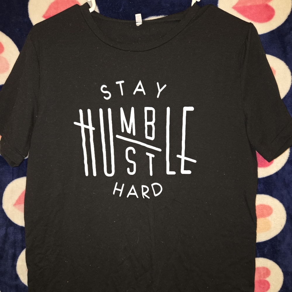 Black Tee with Motivational White Text